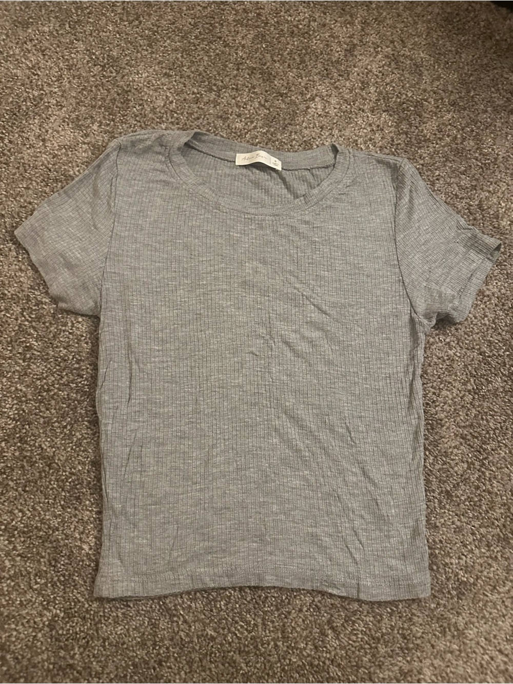 Active Basic Ribbed Short Sleeve Tee - Light Gray
